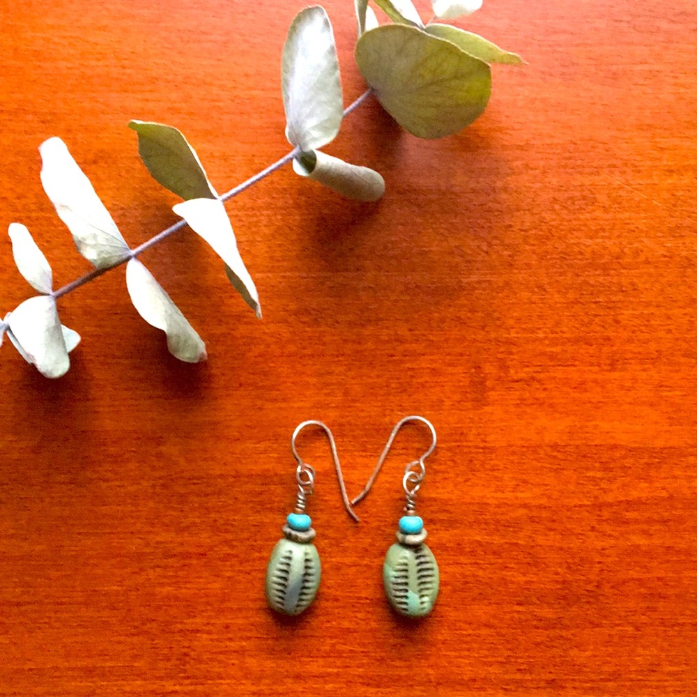 Luann Udell teal clay earrings sterling silver